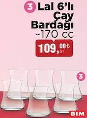 LAV LAL 6'LI ÇAY BARDAĞI 170 CC